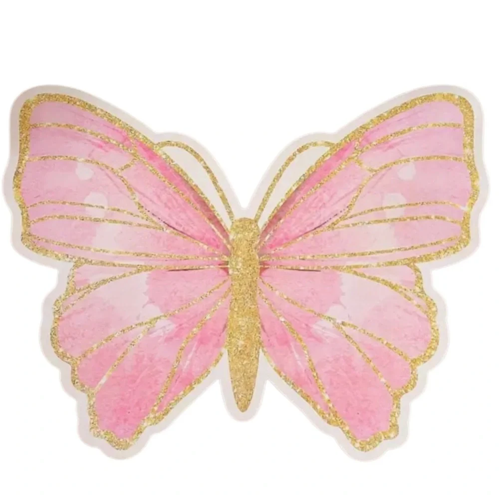 Pink and Gold Butterfly Shaped Disposable Placemats, 12 ct